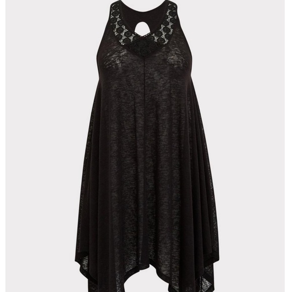 Torrid Black Jersey & Crochet Dress Swim Cover Up 3 22-24 - Picture 4 of 4